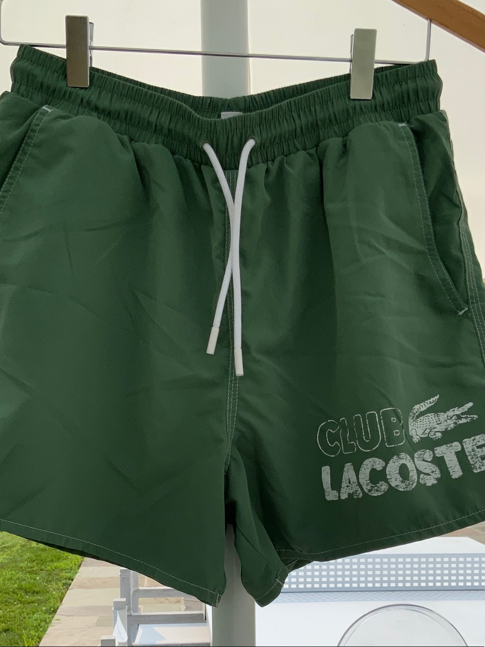 Lacoste Men's Dark Green Athletic Swim Shorts Small